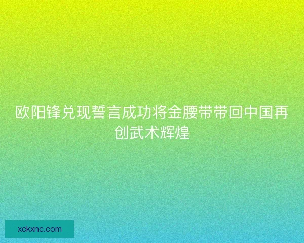 欧阳锋兑现誓言成功将金腰带带回中国再创武术辉煌