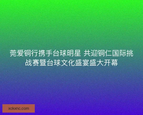 莞爱铜行携手台球明星 共迎铜仁国际挑战赛暨台球文化盛宴盛大开幕