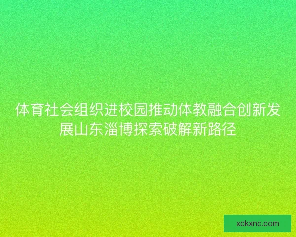 体育社会组织进校园推动体教融合创新发展山东淄博探索破解新路径