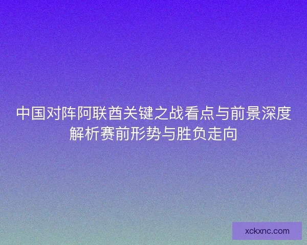 中国对阵阿联酋关键之战看点与前景深度解析赛前形势与胜负走向